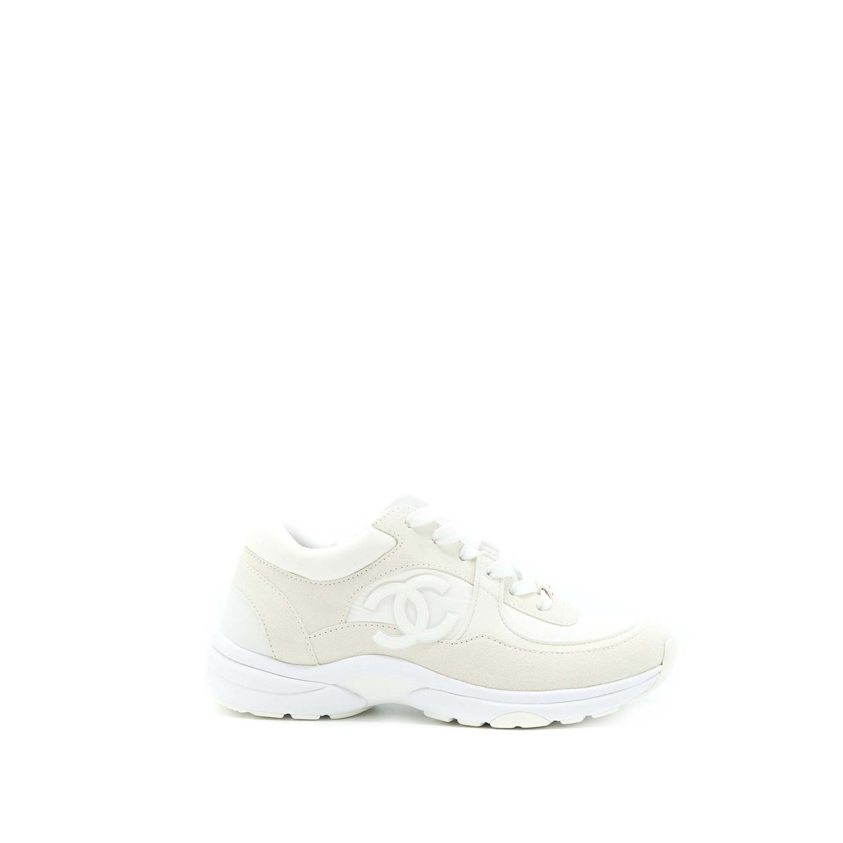 Chanel Size 37.5 22K CC Logo Sneaker White