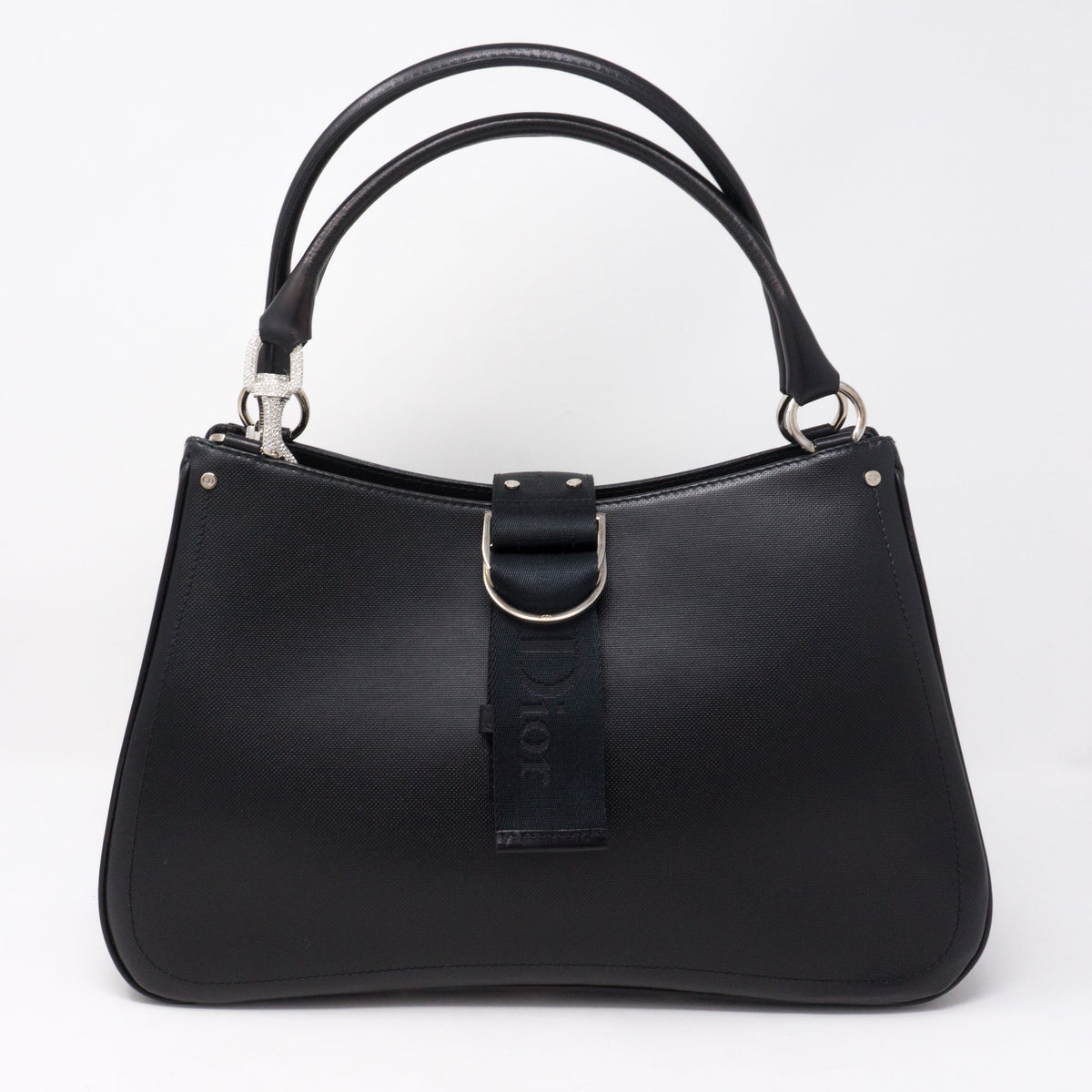 Black Coated Canvas Handbag