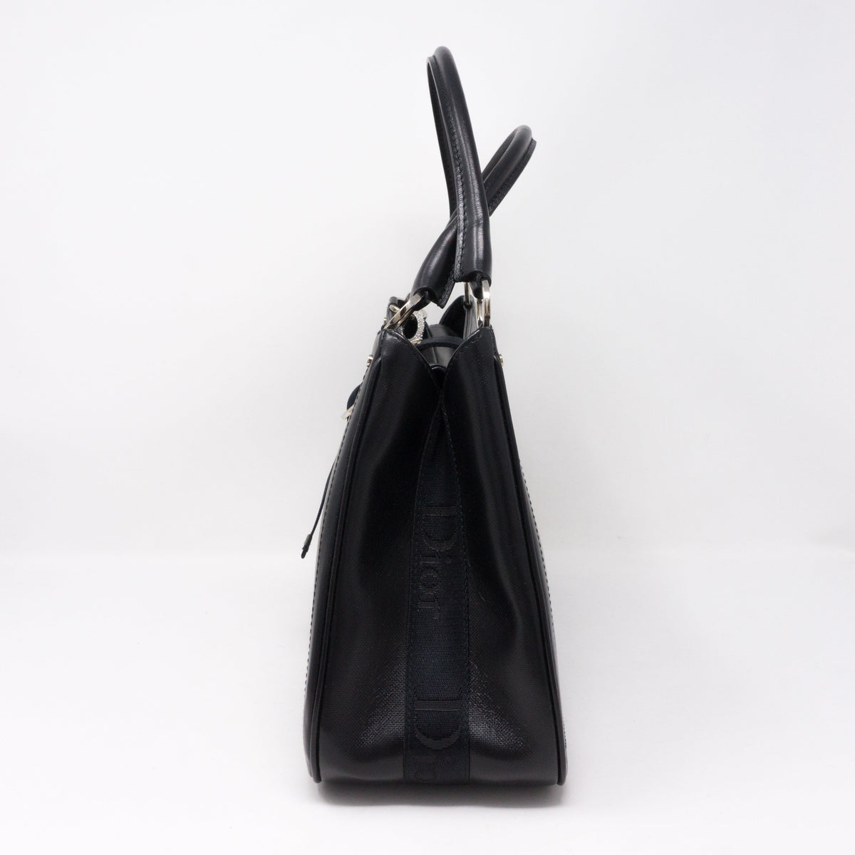 Black Coated Canvas Handbag