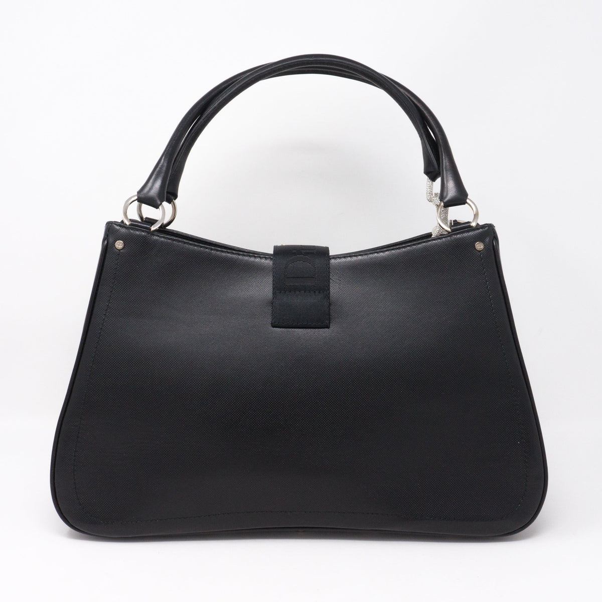 Black Coated Canvas Handbag