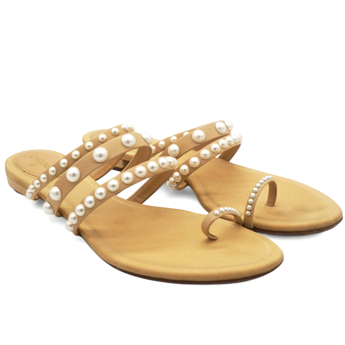 Chanel Lambskin Pearl Sandals 39