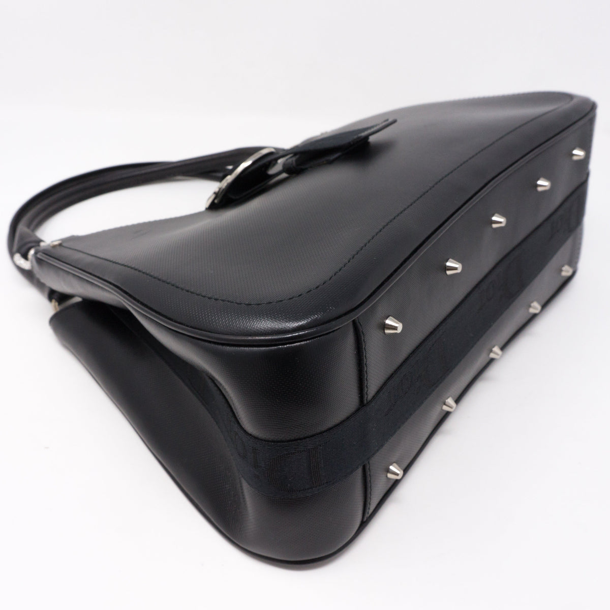 Black Coated Canvas Handbag