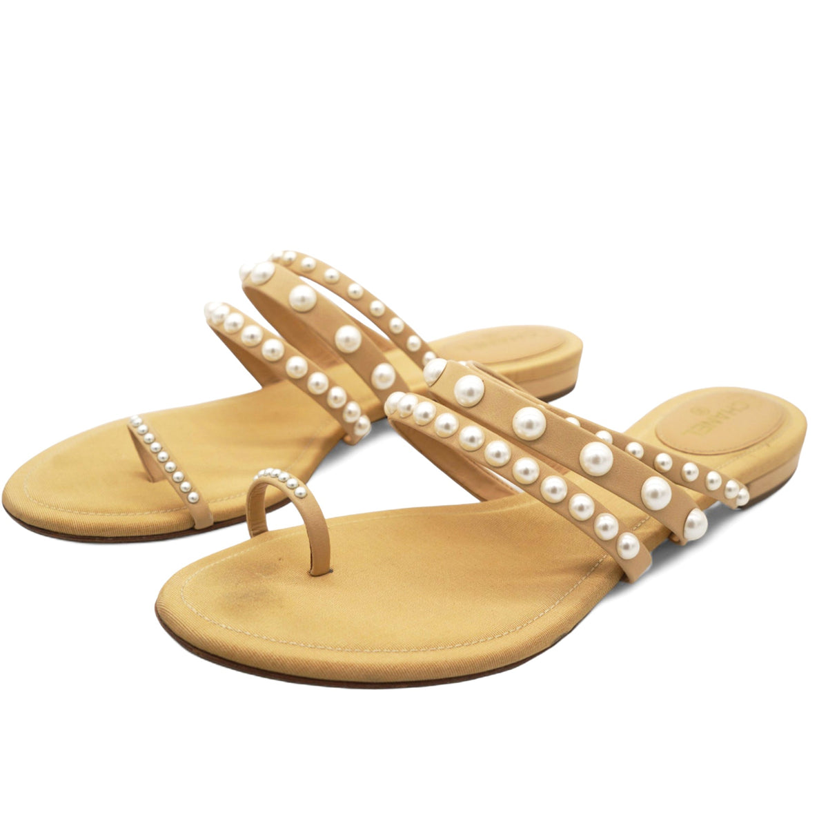 Chanel Lambskin Pearl Sandals 39
