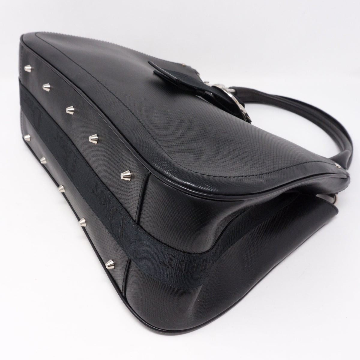Black Coated Canvas Handbag