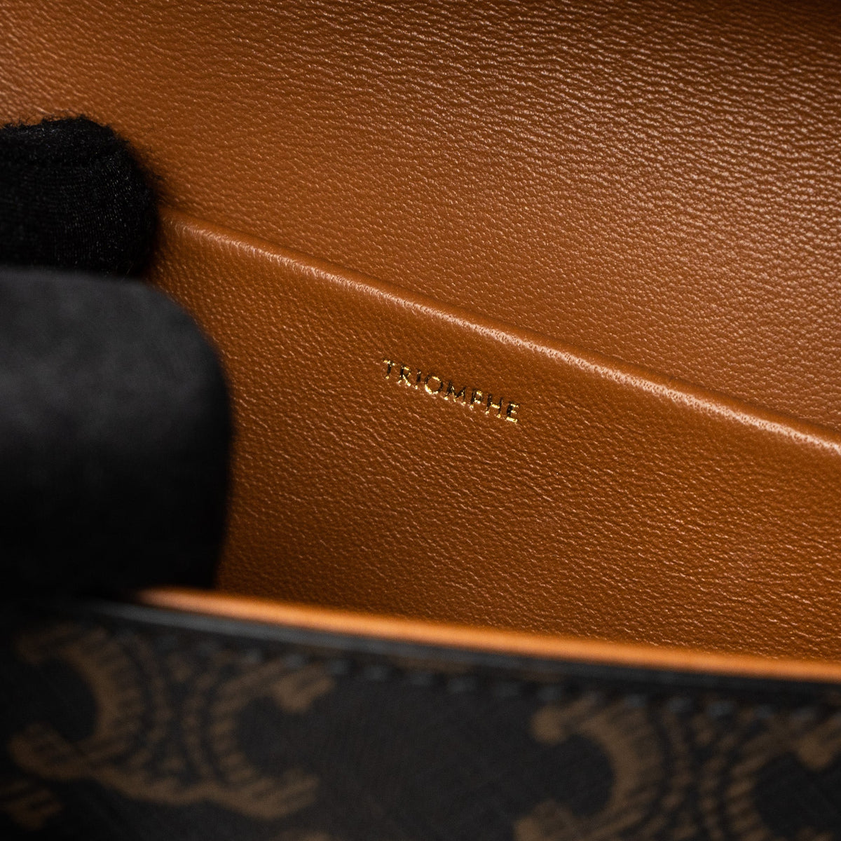 Celine Triomphe Shoudler Bag Triomphe Canvas/Calfskin Tan GHW