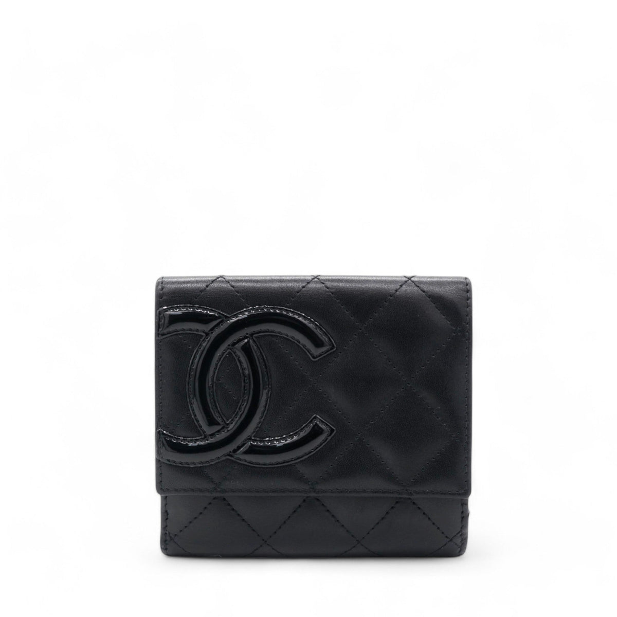Chanel Cambon Compact Wallet Purse Black