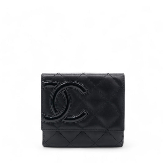 Chanel Cambon Compact Wallet Purse Black