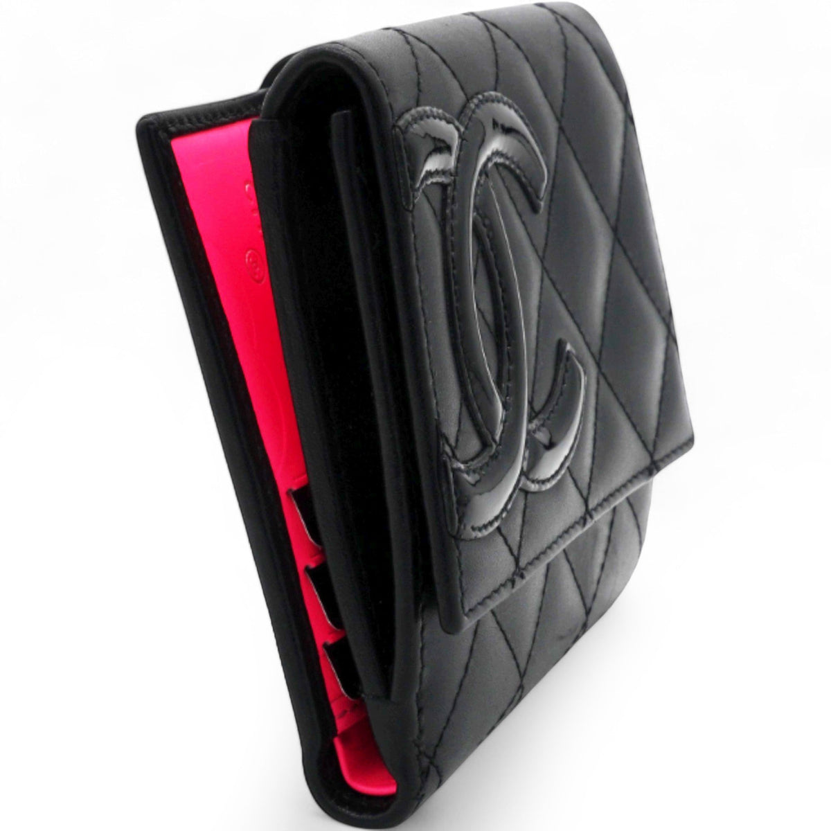 Chanel Cambon Compact Wallet Purse Black