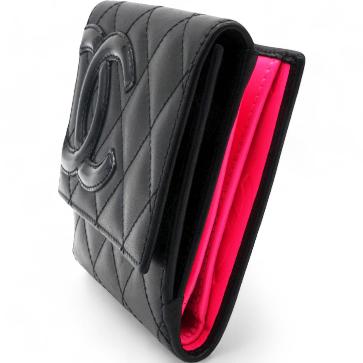 Chanel Cambon Compact Wallet Purse Black