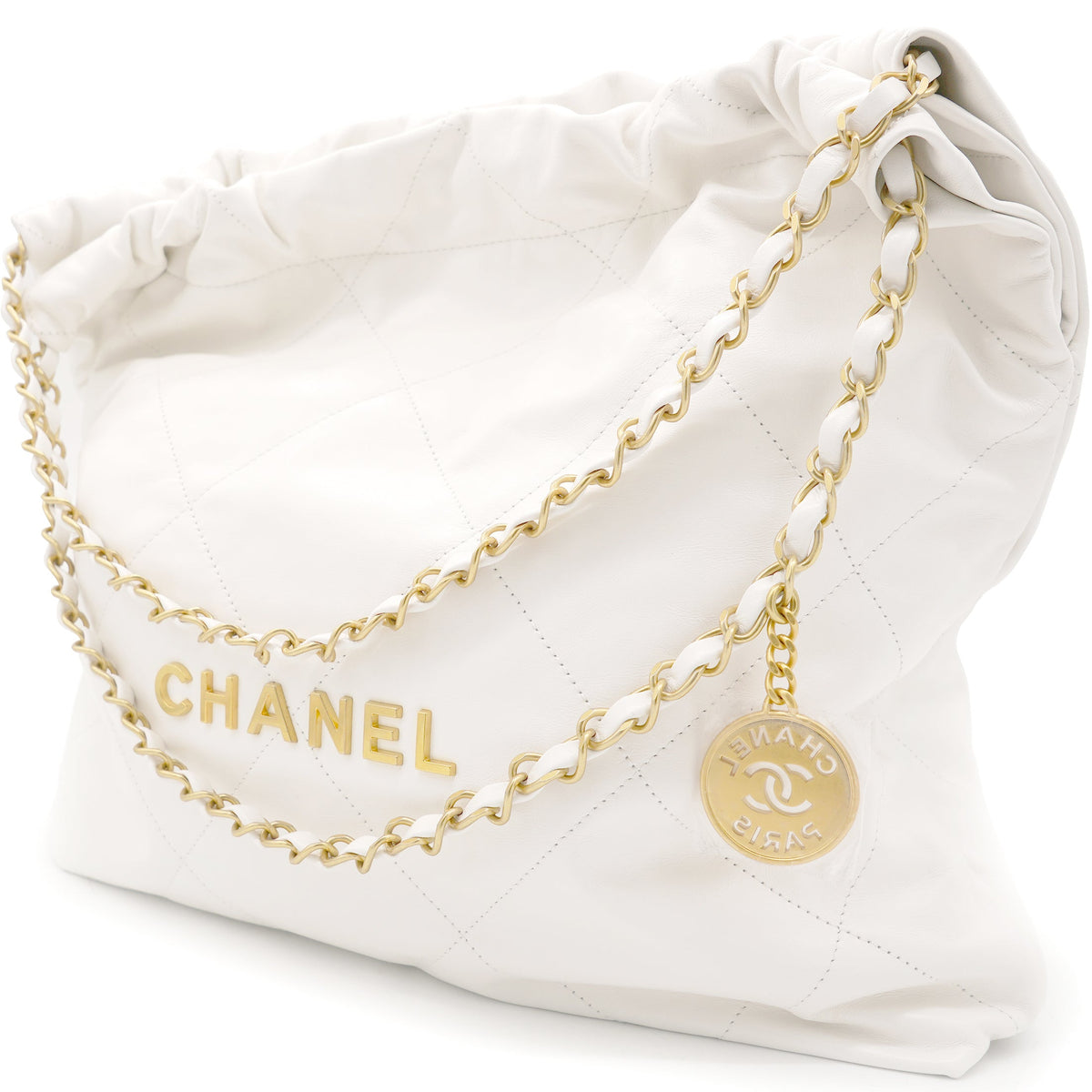 Chanel Shiny Calfskin Quilted Small Chanel 22 White
