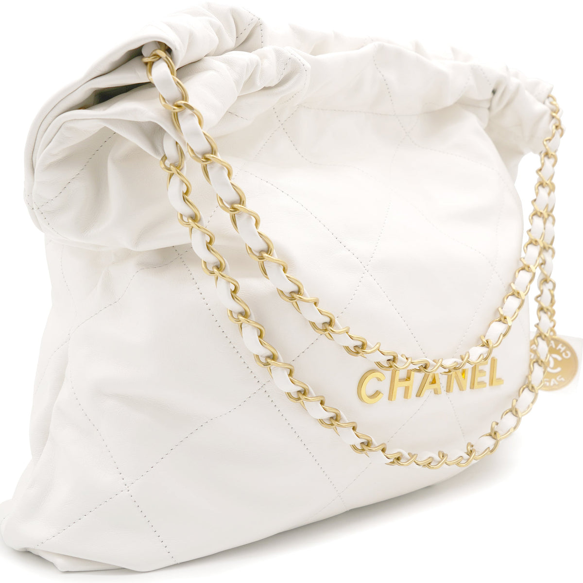 Chanel Shiny Calfskin Quilted Small Chanel 22 White