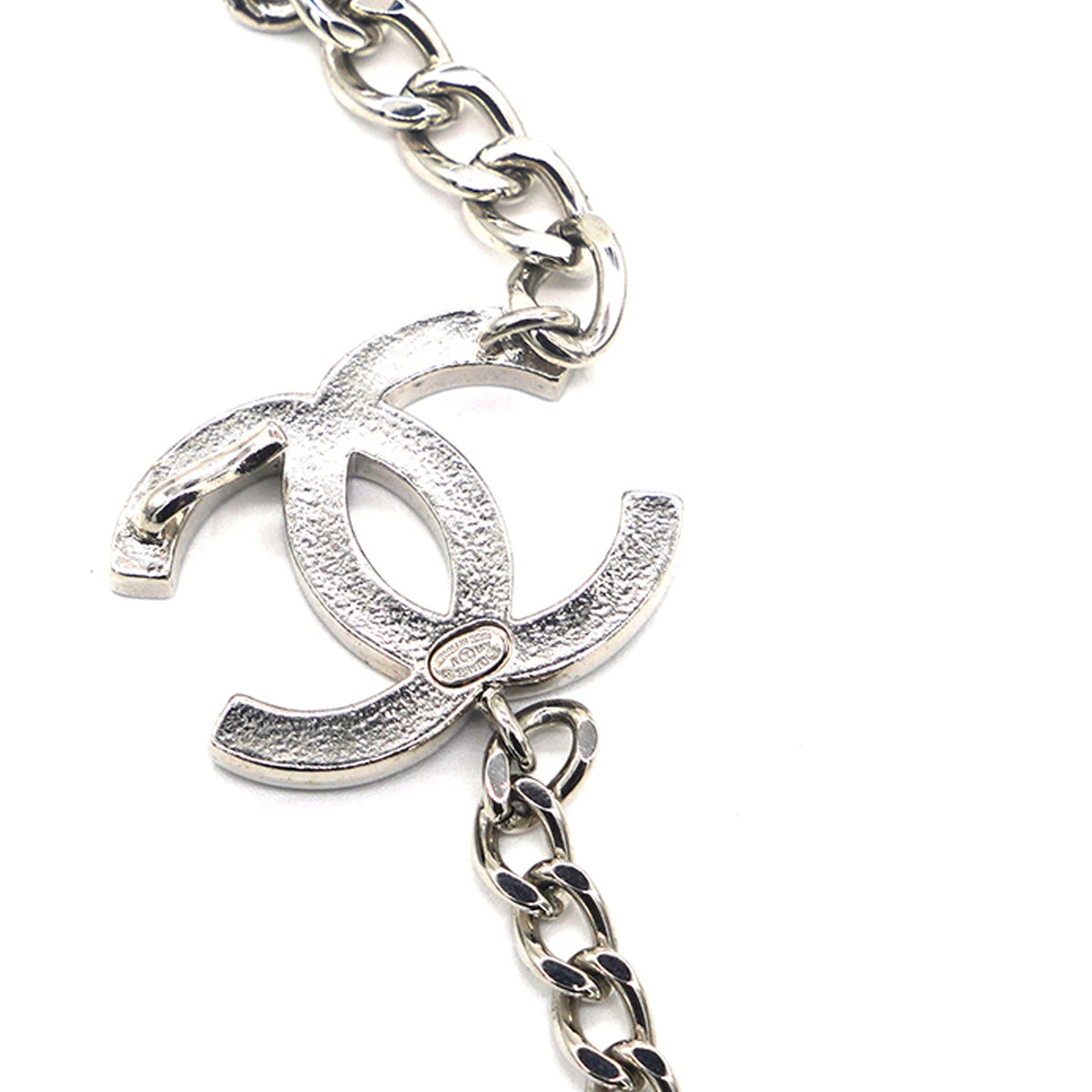 Chanel Silver Tone Enamel CC Charm Chain Belt