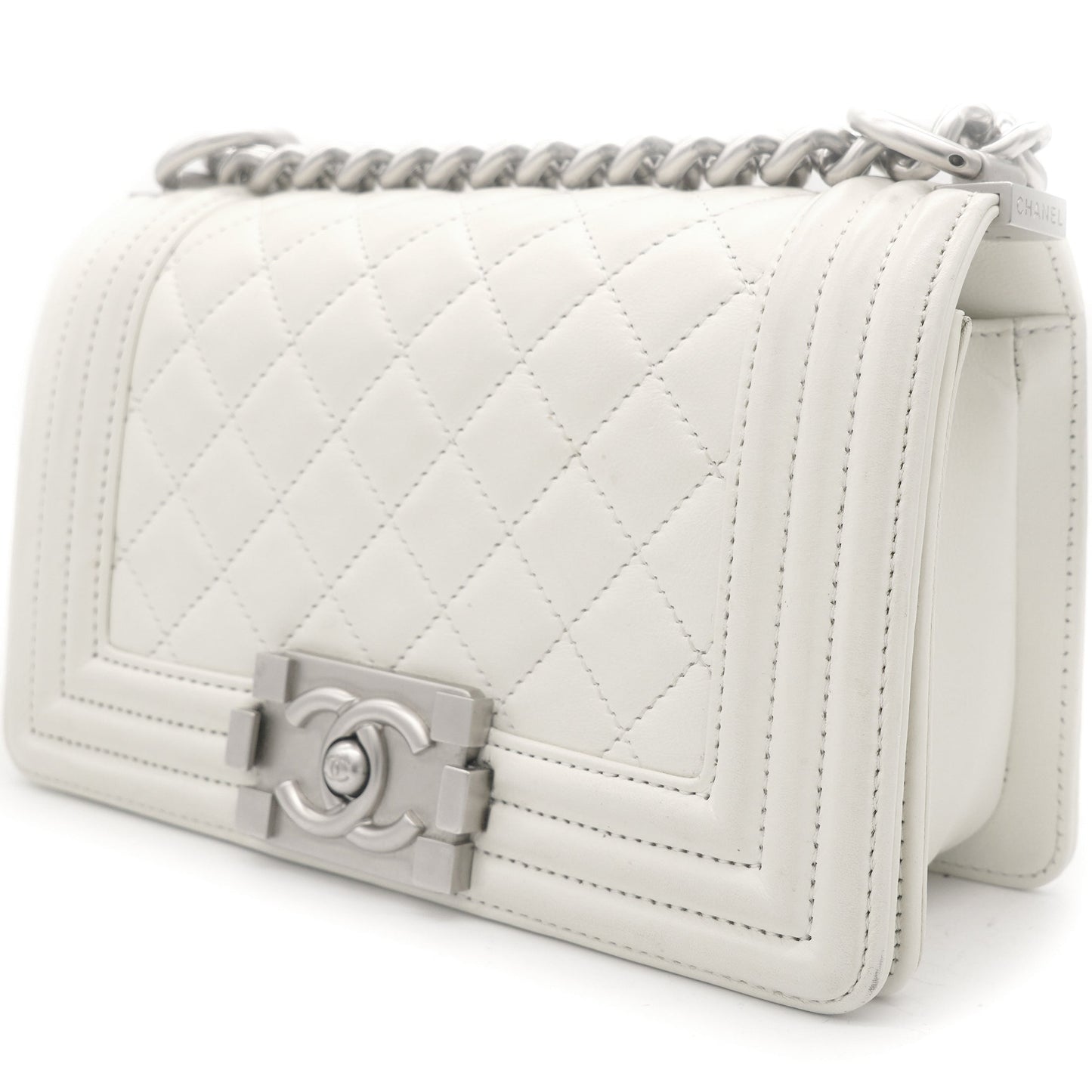 Chanel Calfskin Quilted Small Boy Flap White