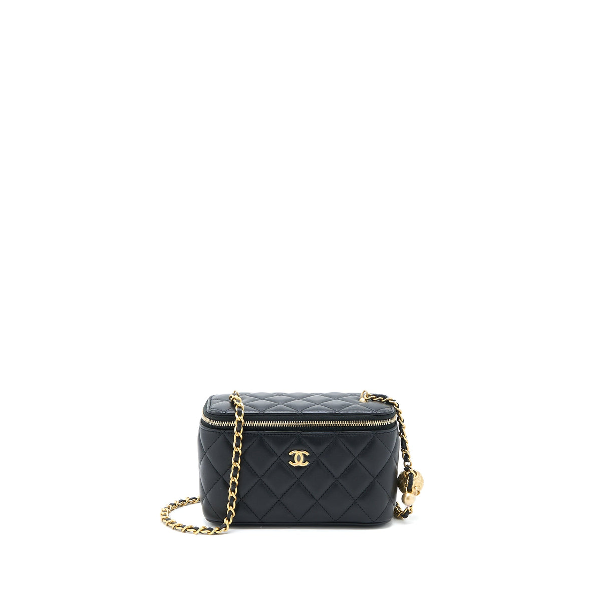 Chanel Pearl Crush Long Vanity with Chain Lambskin Black GHW (Microchip)