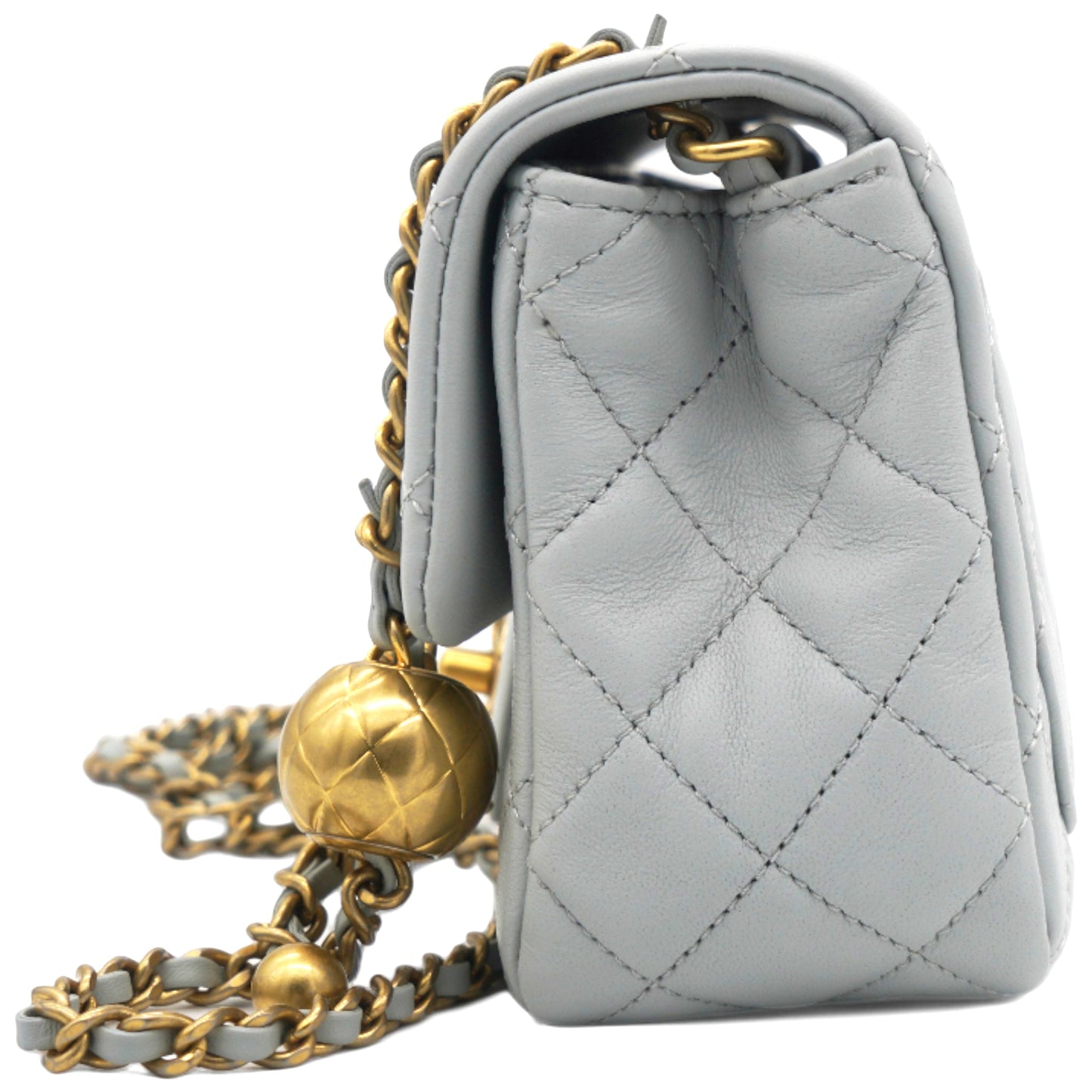 Chanel Pearl CC Crush Mini Square Lambskin Grey Crossbody Bag