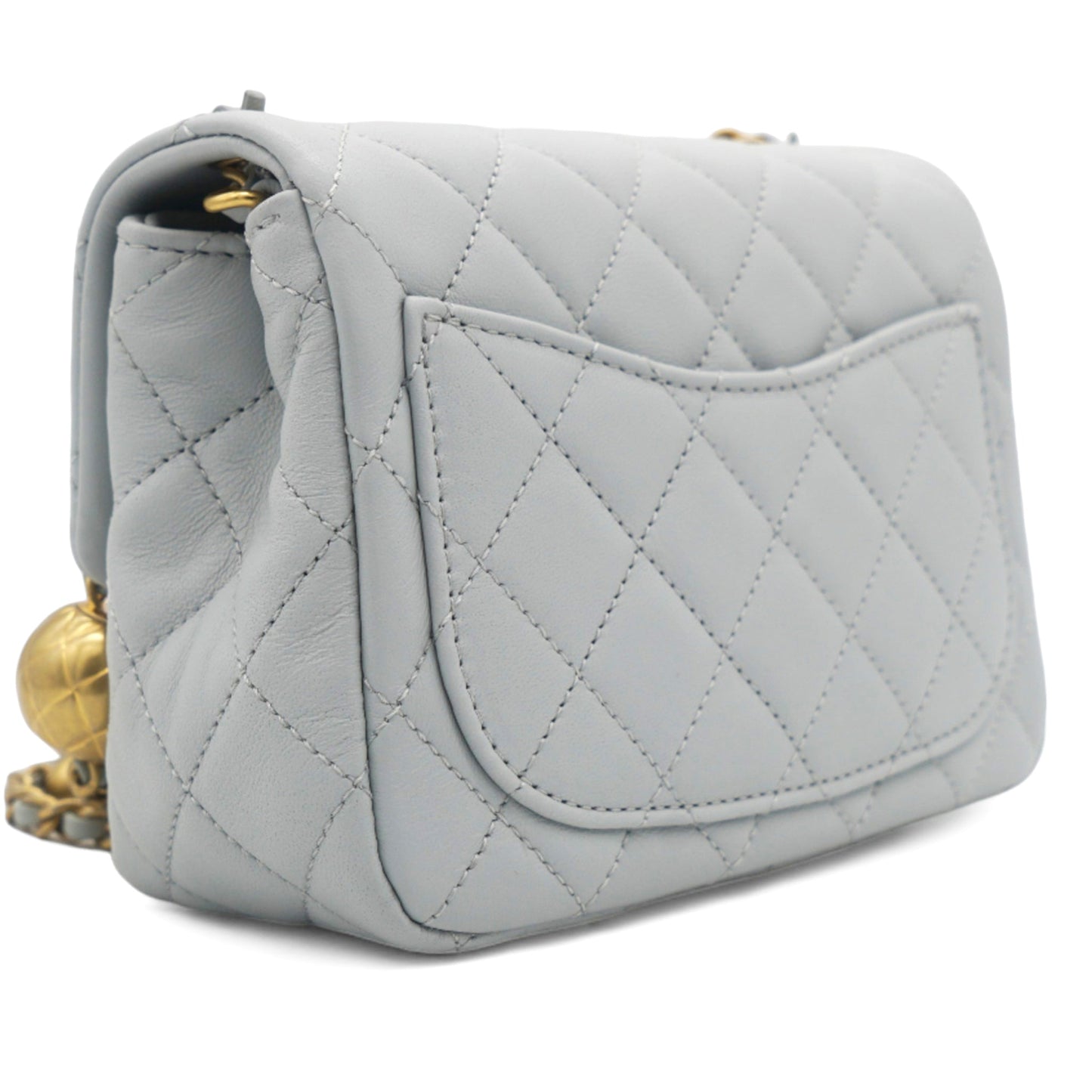 Chanel Pearl CC Crush Mini Square Lambskin Grey Crossbody Bag