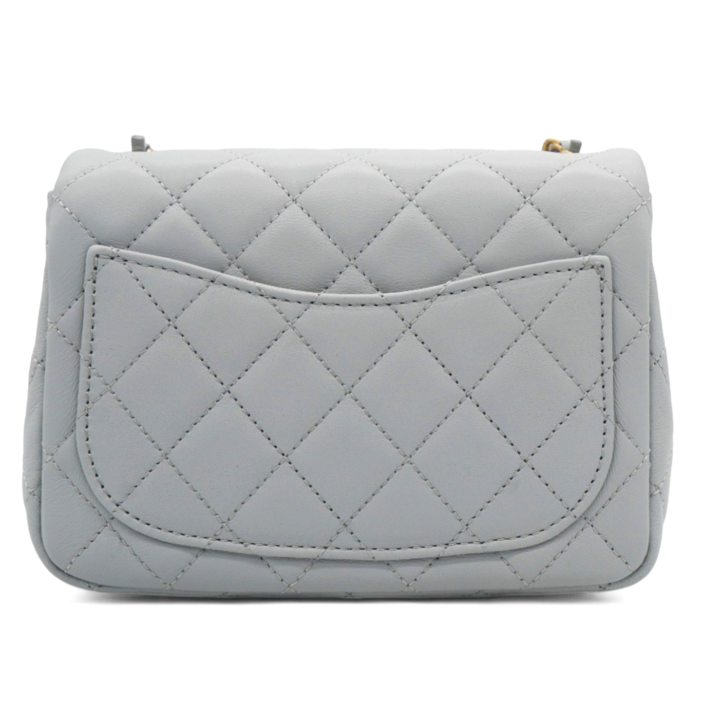 Chanel Pearl CC Crush Mini Square Lambskin Grey Crossbody Bag