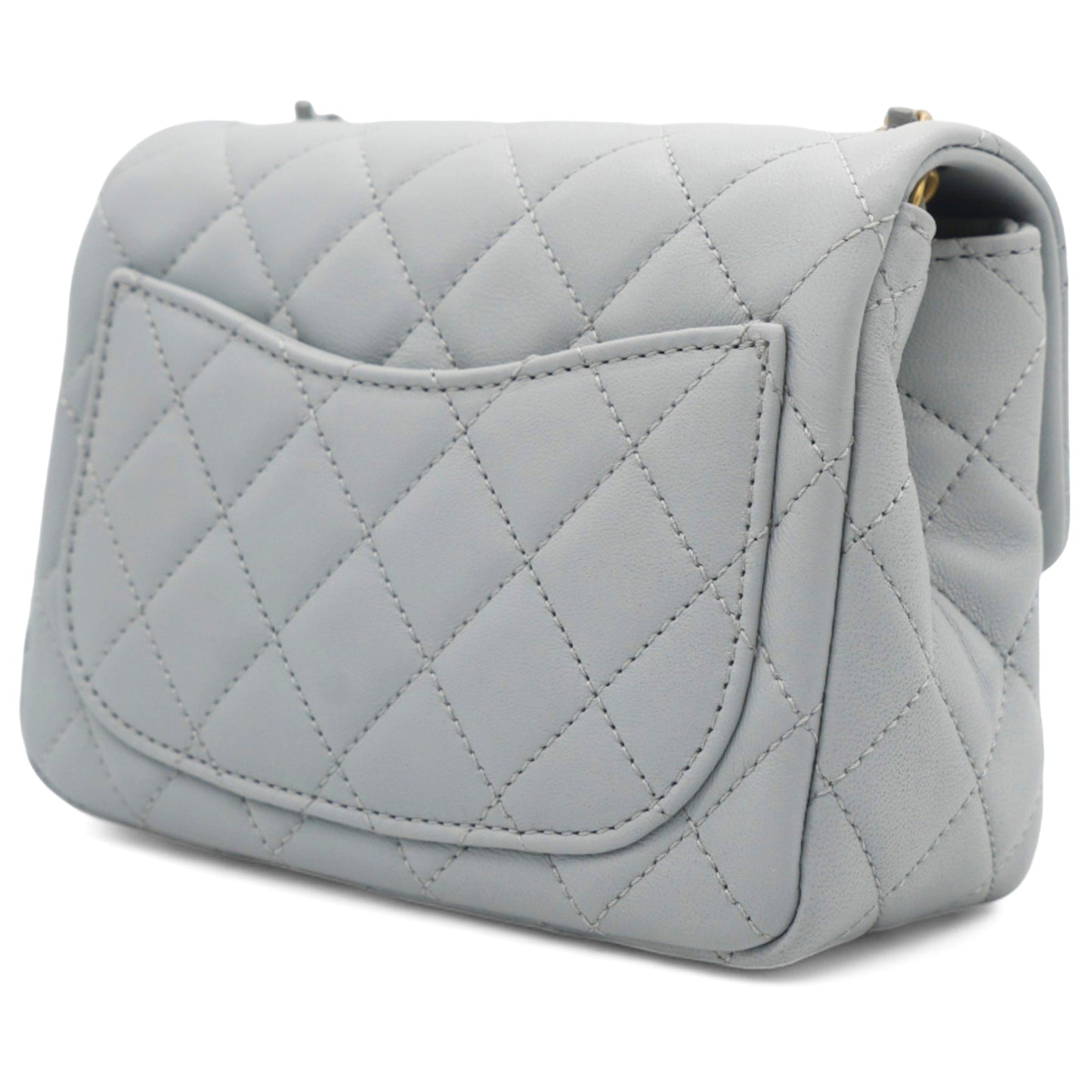 Chanel Pearl CC Crush Mini Square Lambskin Grey Crossbody Bag