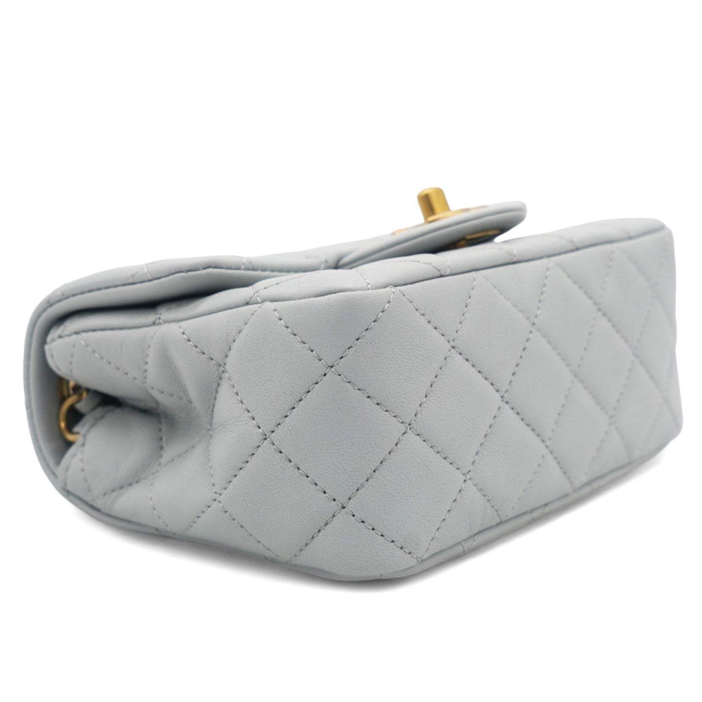 Chanel Pearl CC Crush Mini Square Lambskin Grey Crossbody Bag