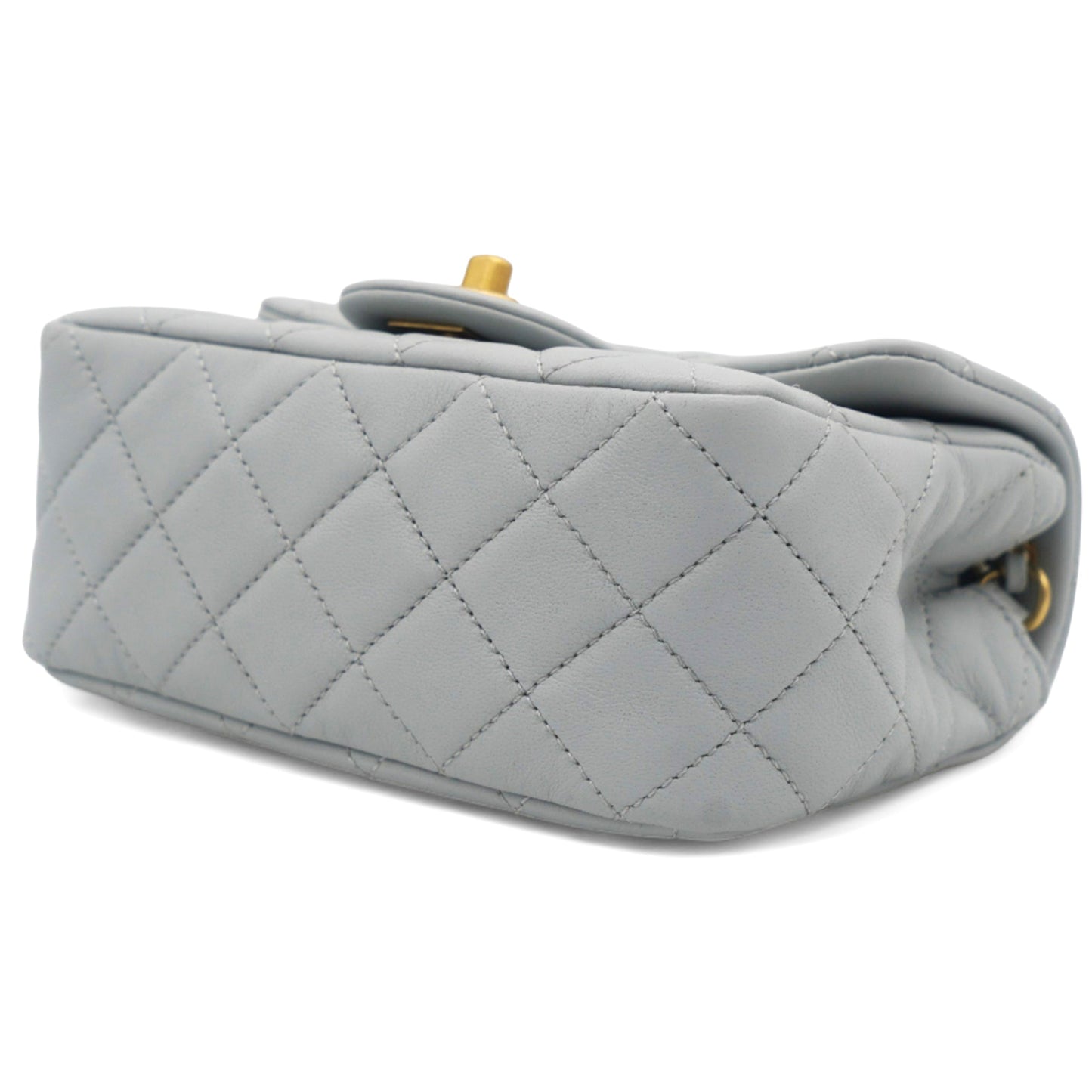 Chanel Pearl CC Crush Mini Square Lambskin Grey Crossbody Bag