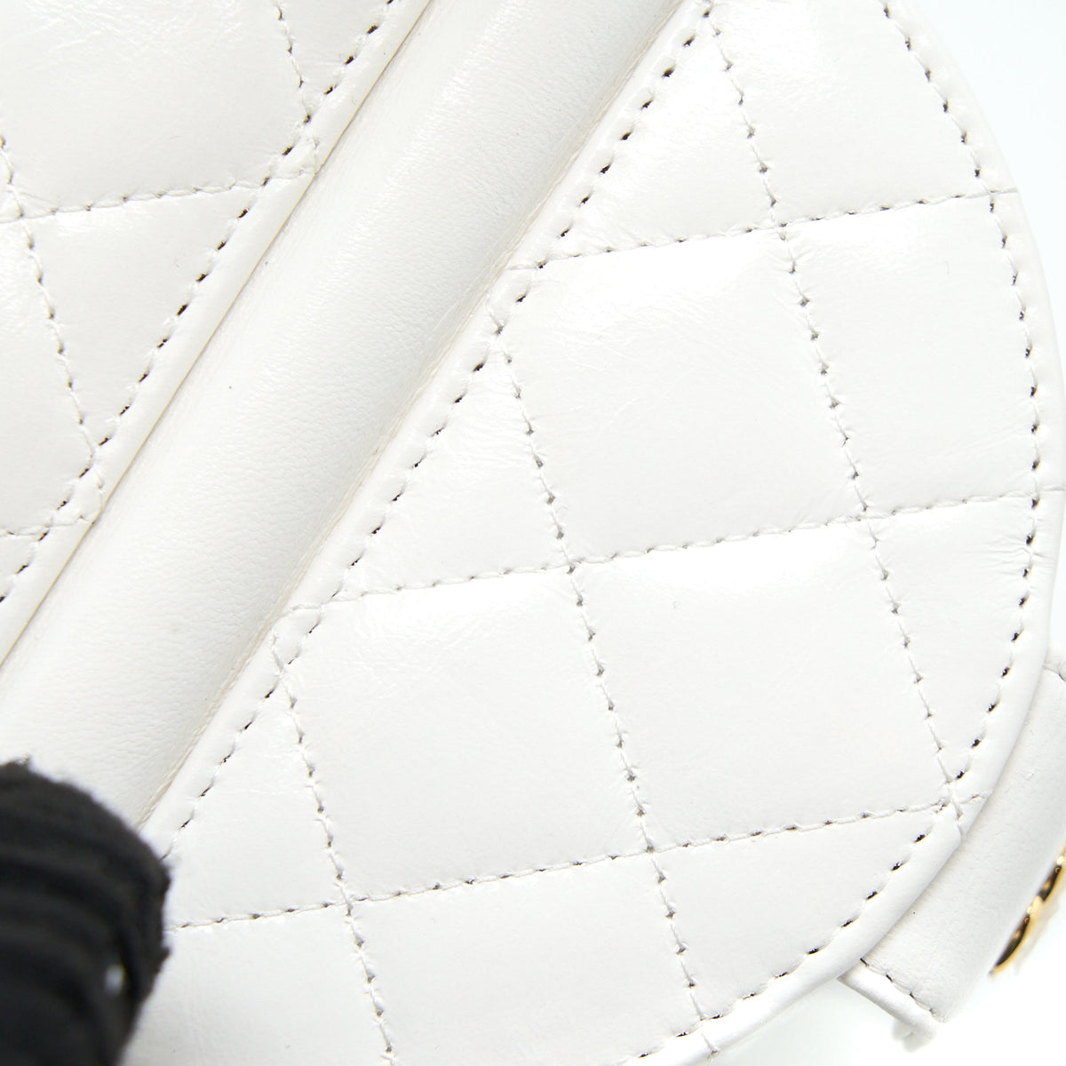 Chanel Top Handle Round Vanity with Chain Lambskin White GHW (Microchip)