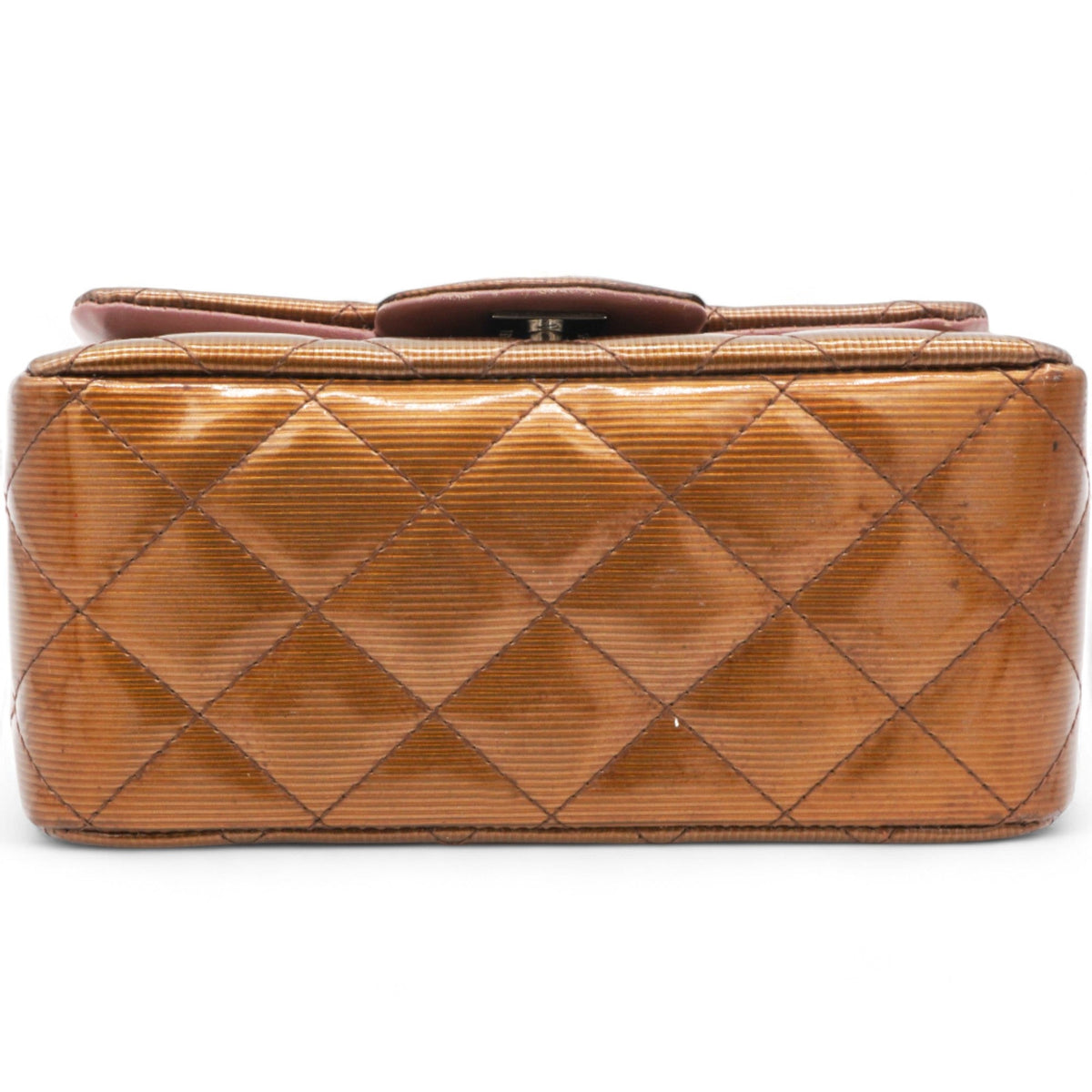 Chanel Striated Patent Quilted Mini Square Flap