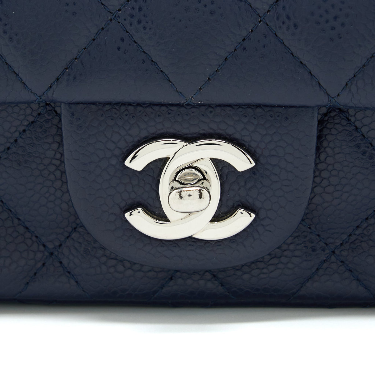 Chanel Mini Square Flap Bag Caviar Navy SHW