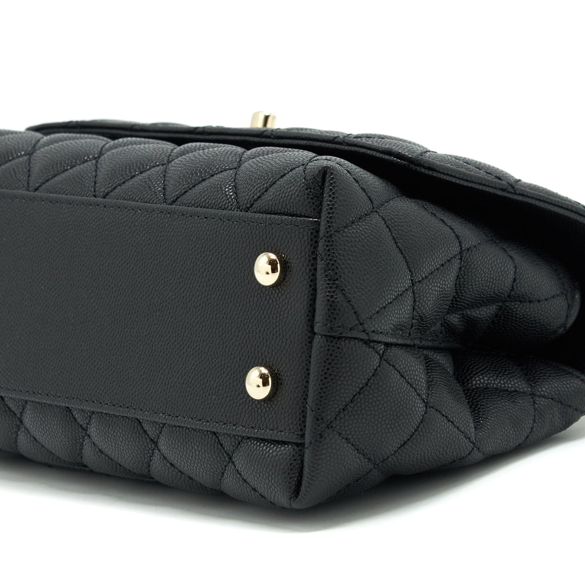 Chanel Small Coco Handle Caviar Black LGHW With Red Embossed Handle