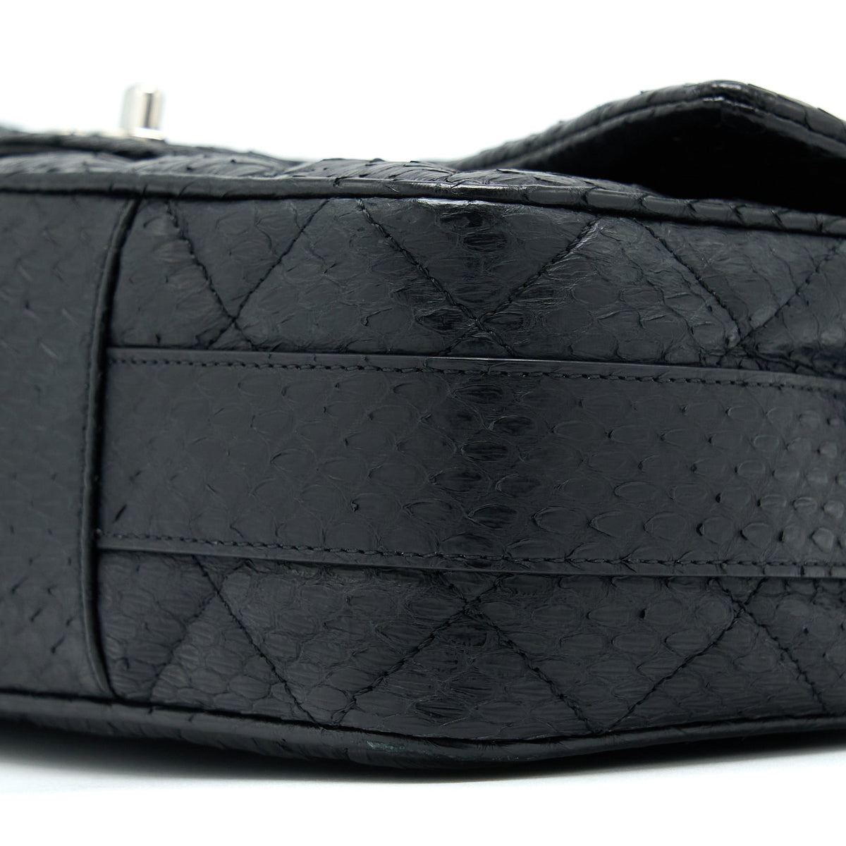 Chanel Top Handle Flap Bag Python Black SHW