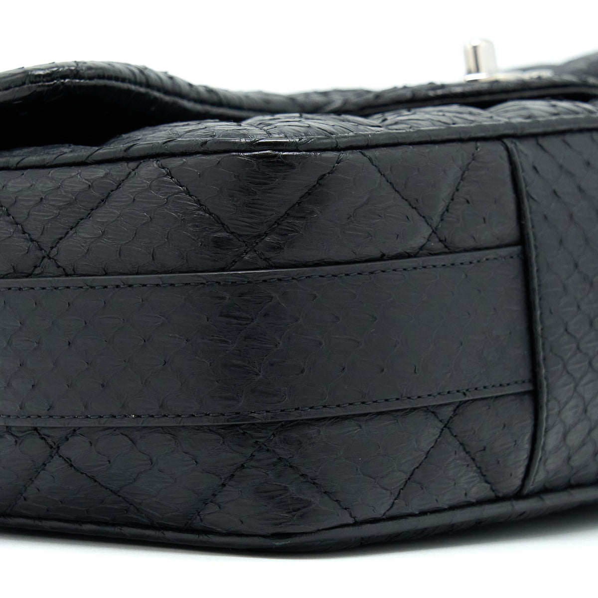 Chanel Top Handle Flap Bag Python Black SHW