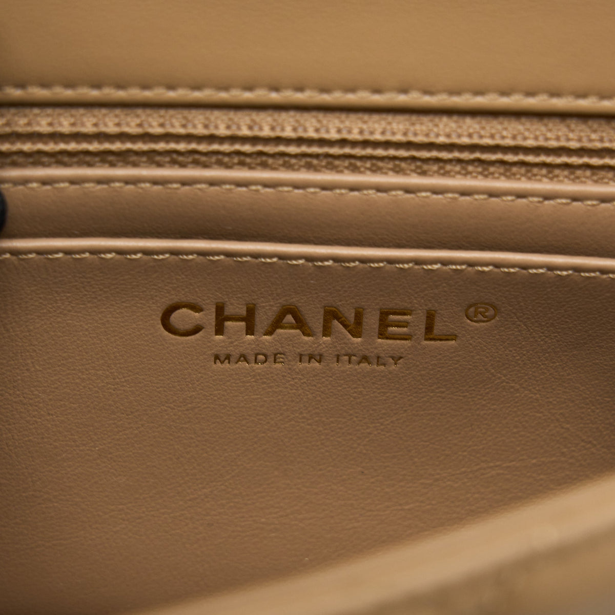 Chanel Pearl Crush Mini Square Flap Bag Lambskin Dark Beige GHW(Microchip)