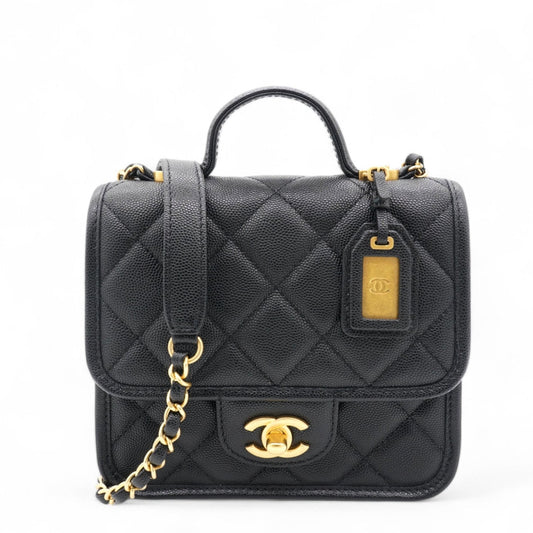 Chanel Small Matelasse Shoulder Bag Black Caviar