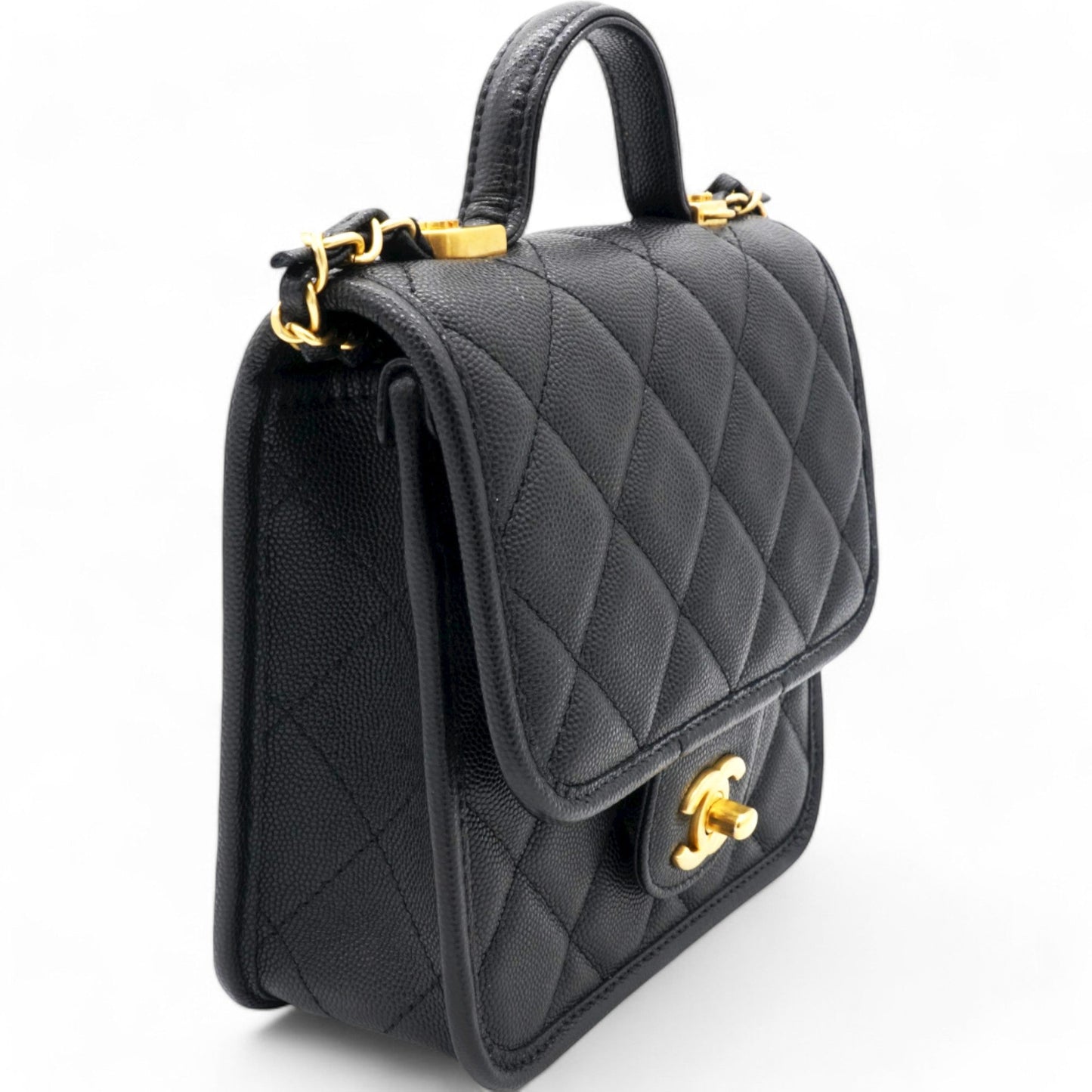 Chanel Small Matelasse Shoulder Bag Black Caviar