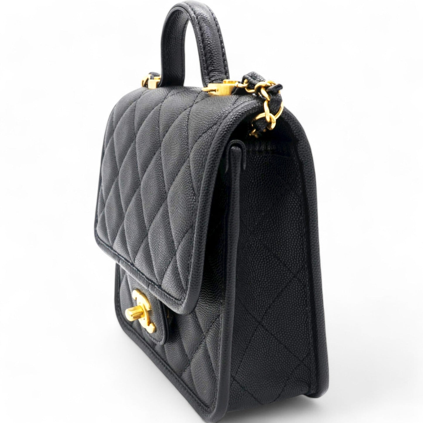 Chanel Small Matelasse Shoulder Bag Black Caviar