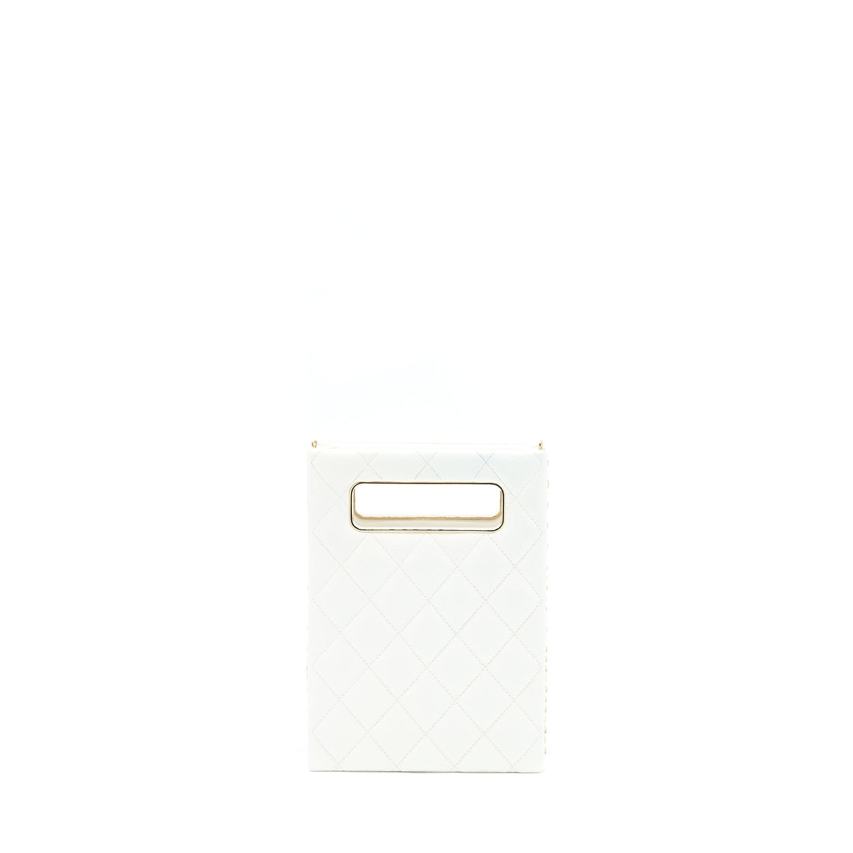 Chanel Vertical Evening Chain Bag Caviar White LGHW (Microchip)