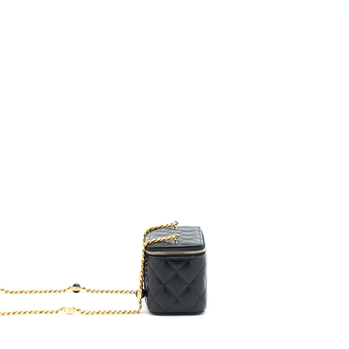 Chanel Long Vanity With Detailed Chain Lambskin Black GHW