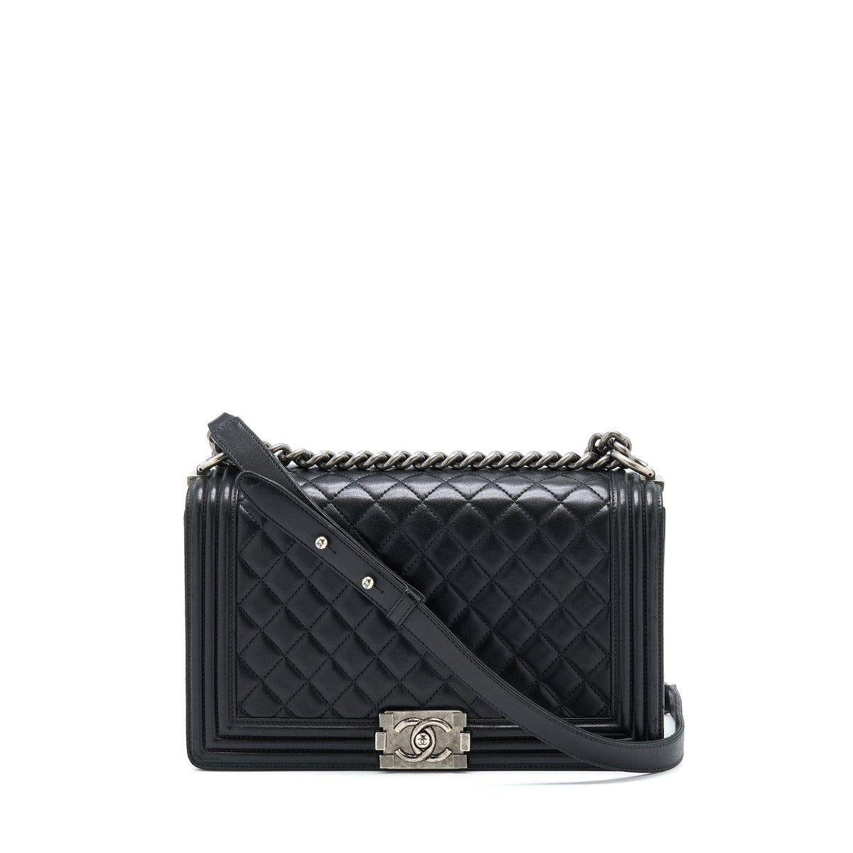 Chanel Medium Boy Bag Lambskin Black Ruthenium SHW