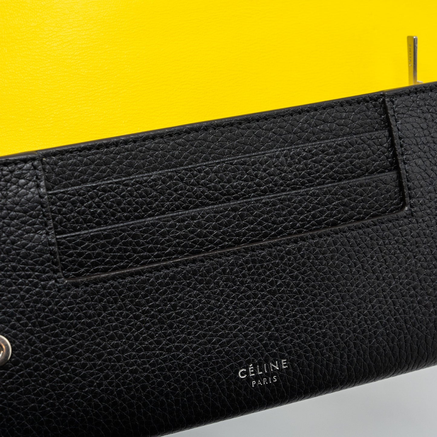 Celine Long Wallet Grained Calfskin Black SHW