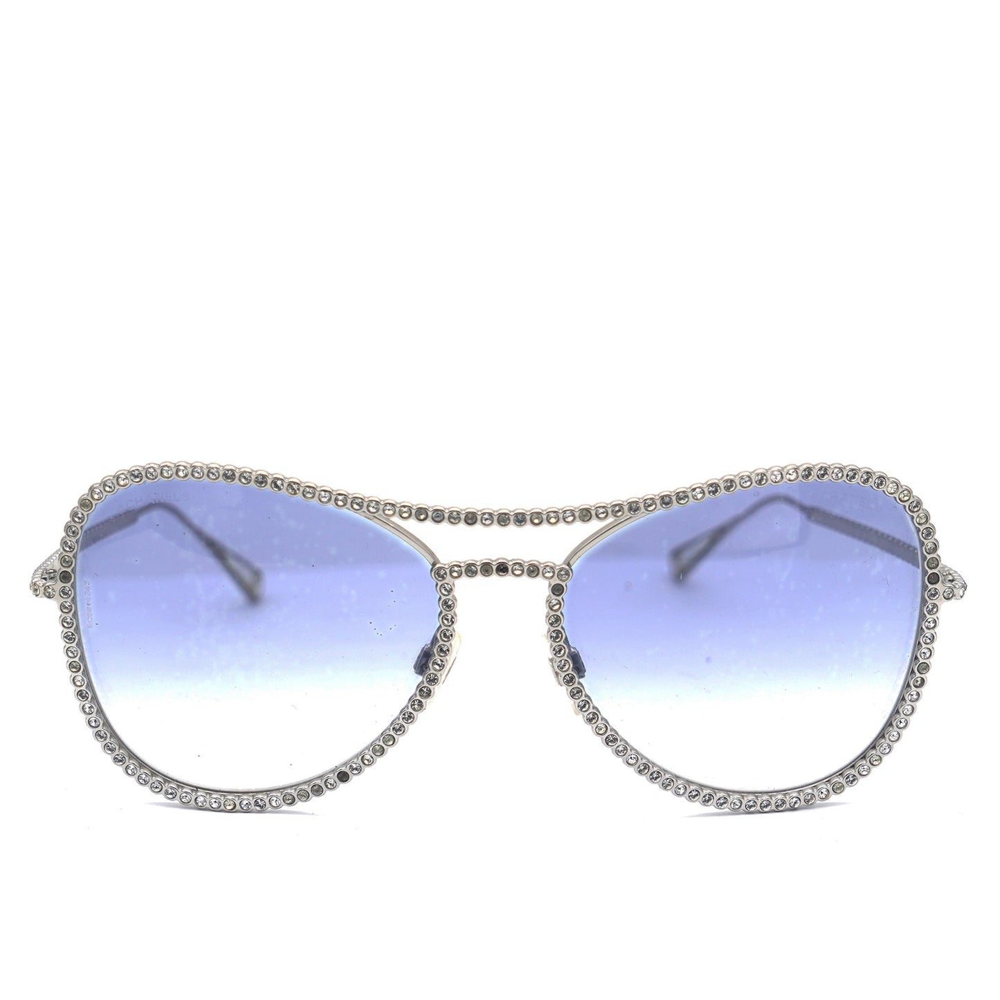 Chanel Crystal Aviator Sunglasses 71108 Silver