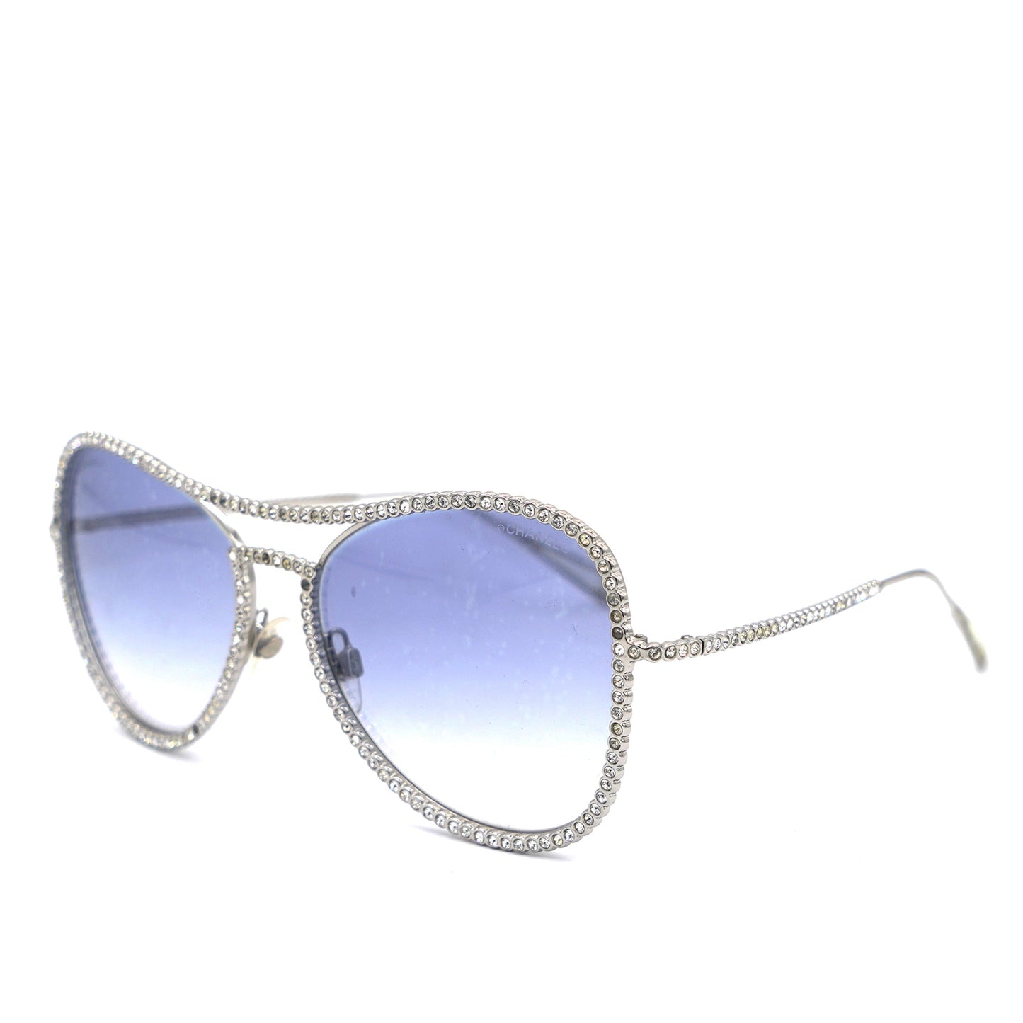 Chanel Crystal Aviator Sunglasses 71108 Silver
