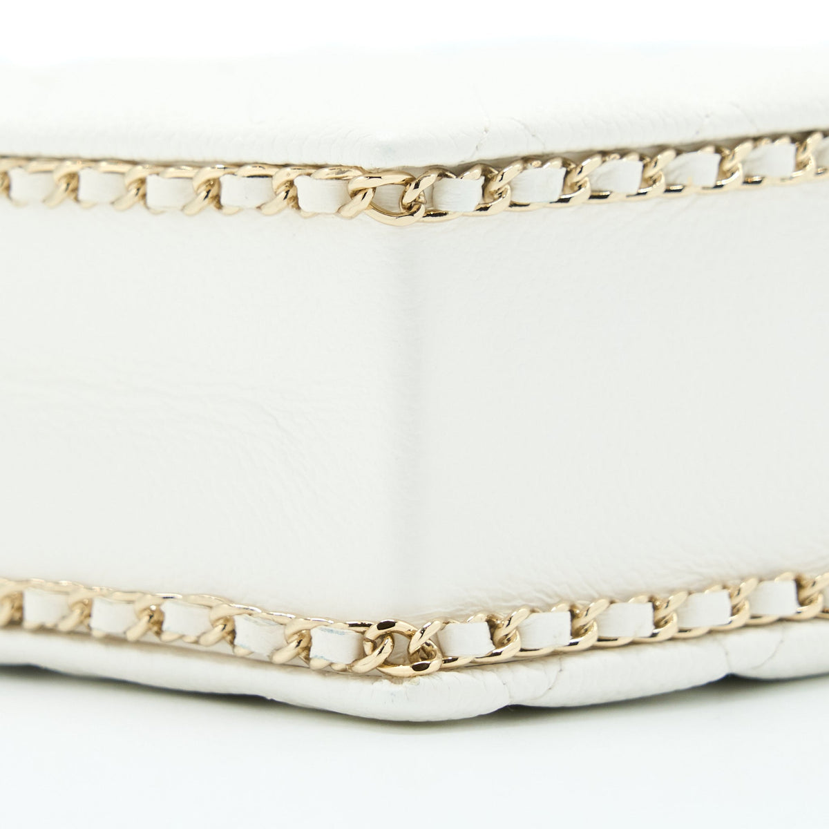 Chanel Vertical Evening Chain Bag Caviar White LGHW (Microchip)