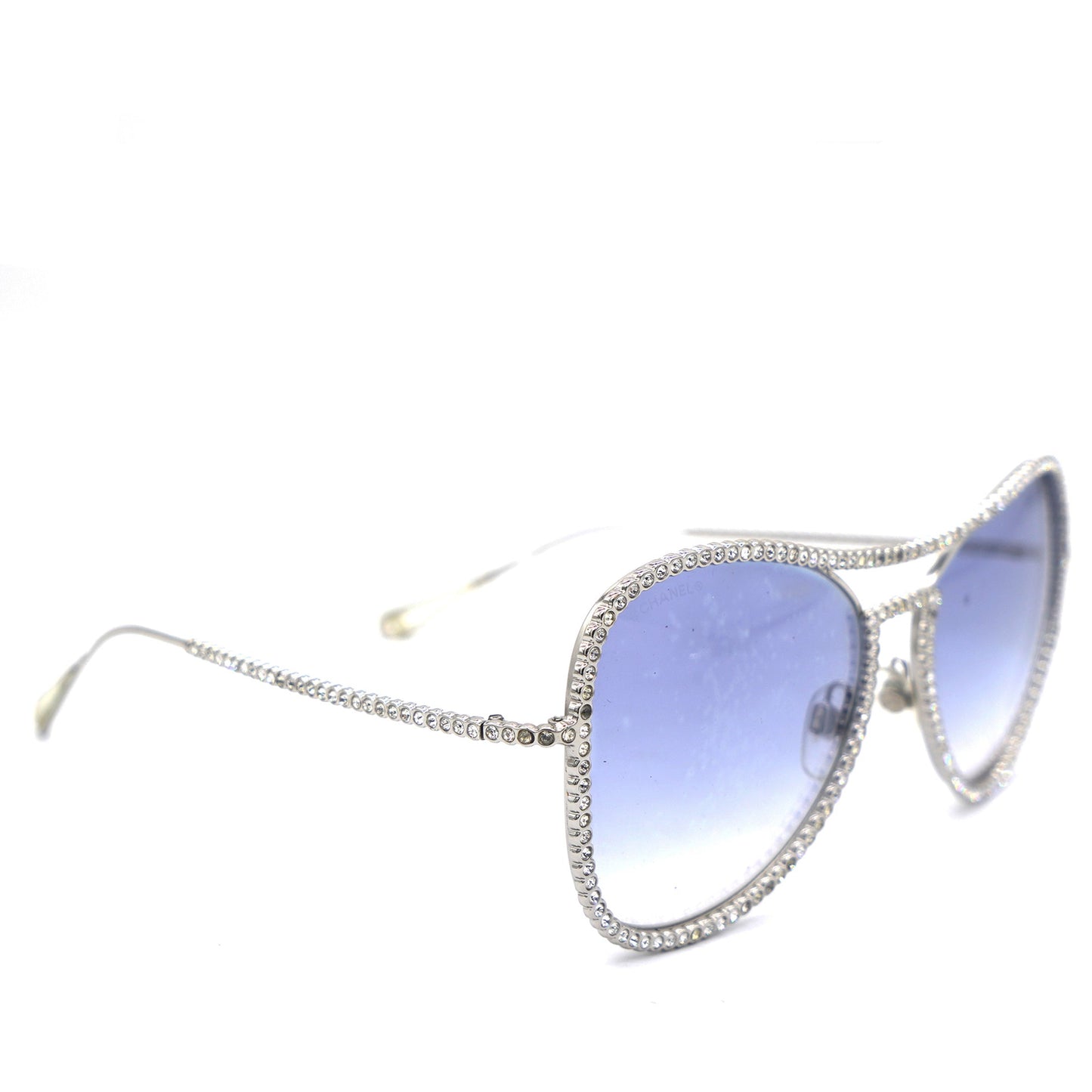 Chanel Crystal Aviator Sunglasses 71108 Silver