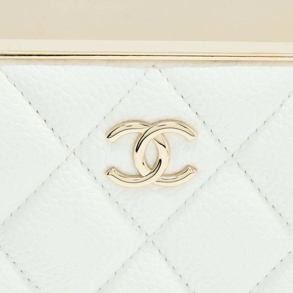 Chanel Vertical Evening Chain Bag Caviar White LGHW (Microchip)
