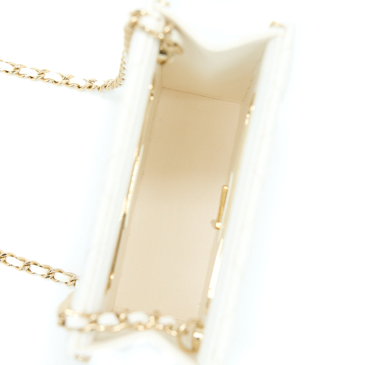 Chanel Vertical Evening Chain Bag Caviar White LGHW (Microchip)