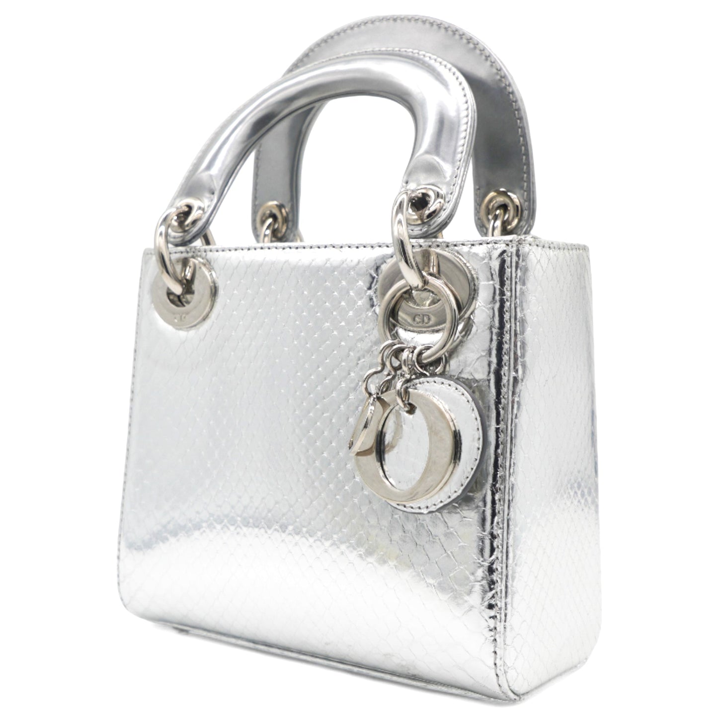 Dior Metallic Snakeskin Mini Lady Dior Silver