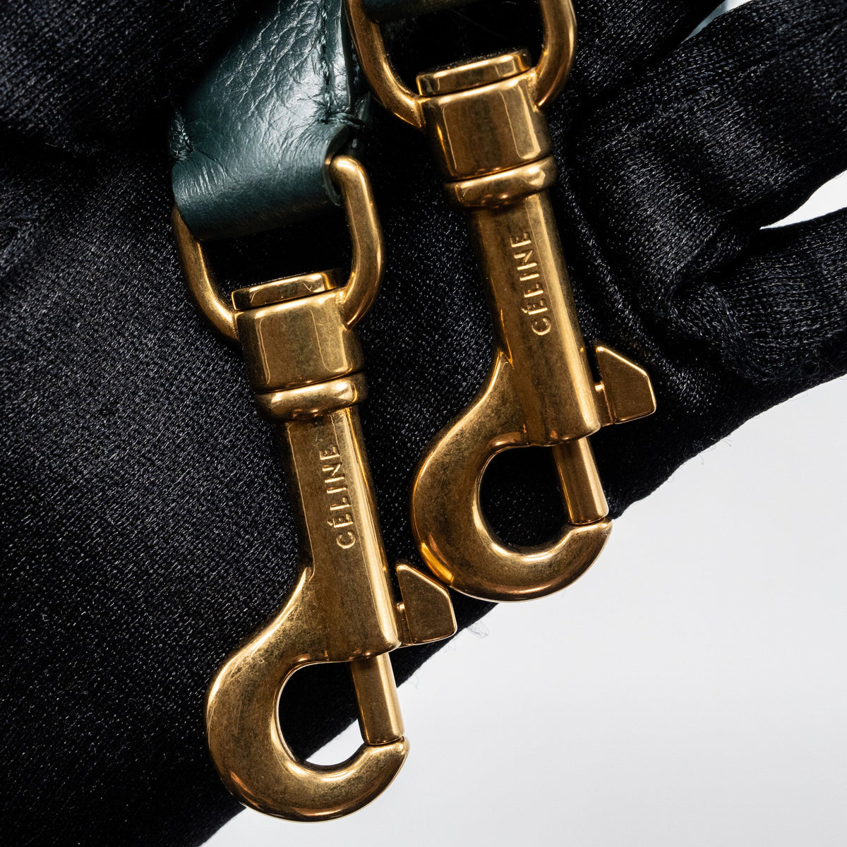 Celine Sangle bucket bag calfskin dark green GHW