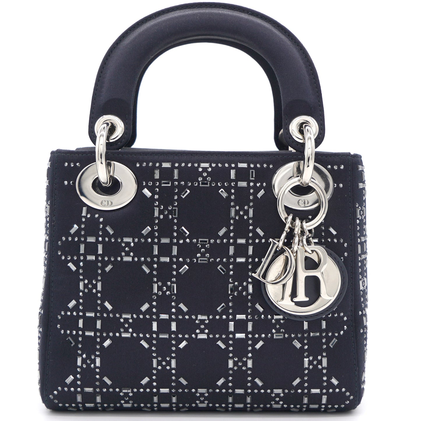 Dior Satin Crystal Cannage Mini Lady Dior Black