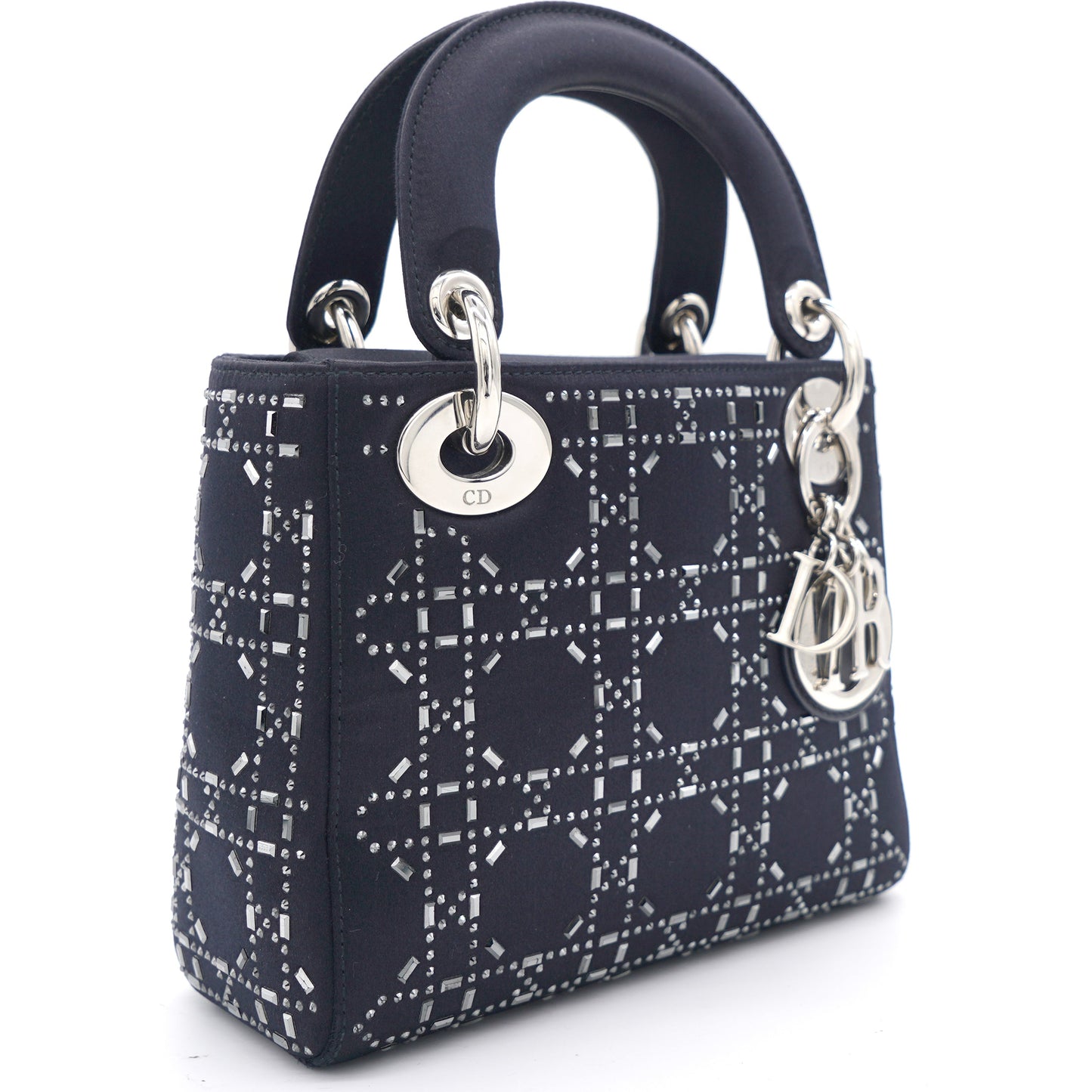 Dior Satin Crystal Cannage Mini Lady Dior Black