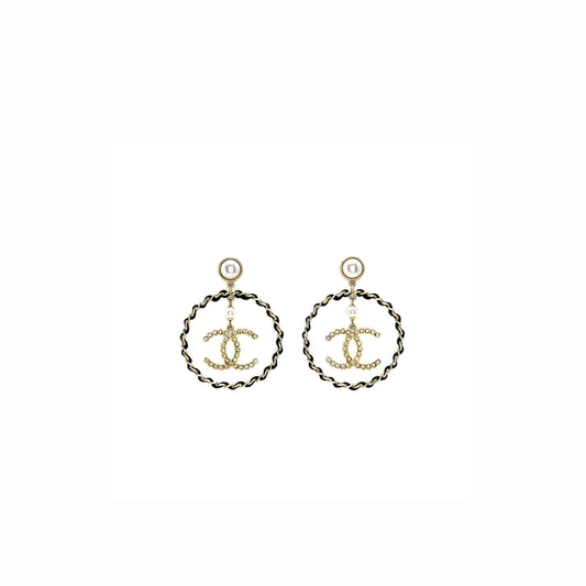 Chanel Giant Round CC Earring Black/Gold Tone