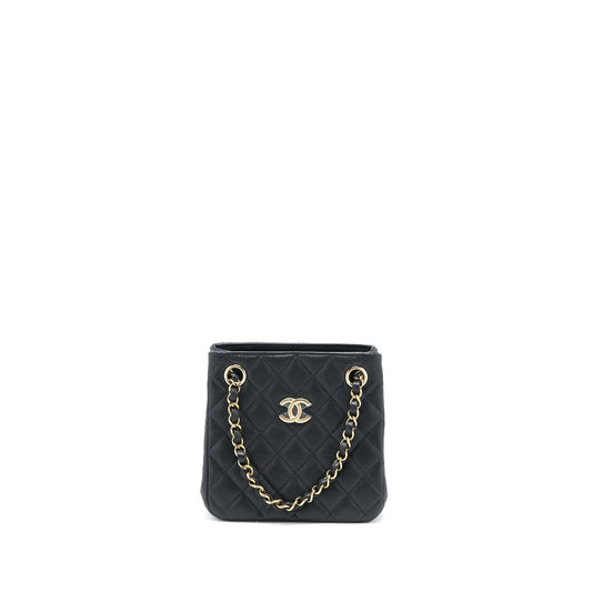 Chanel Mini Bucket Tote Bag Caviar Black LGHW (Microchip)